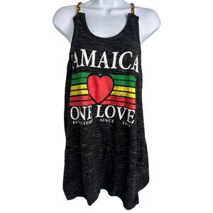 Jamaica One Love Braided Strap Dark Gray Tank Top Ladies Size XL